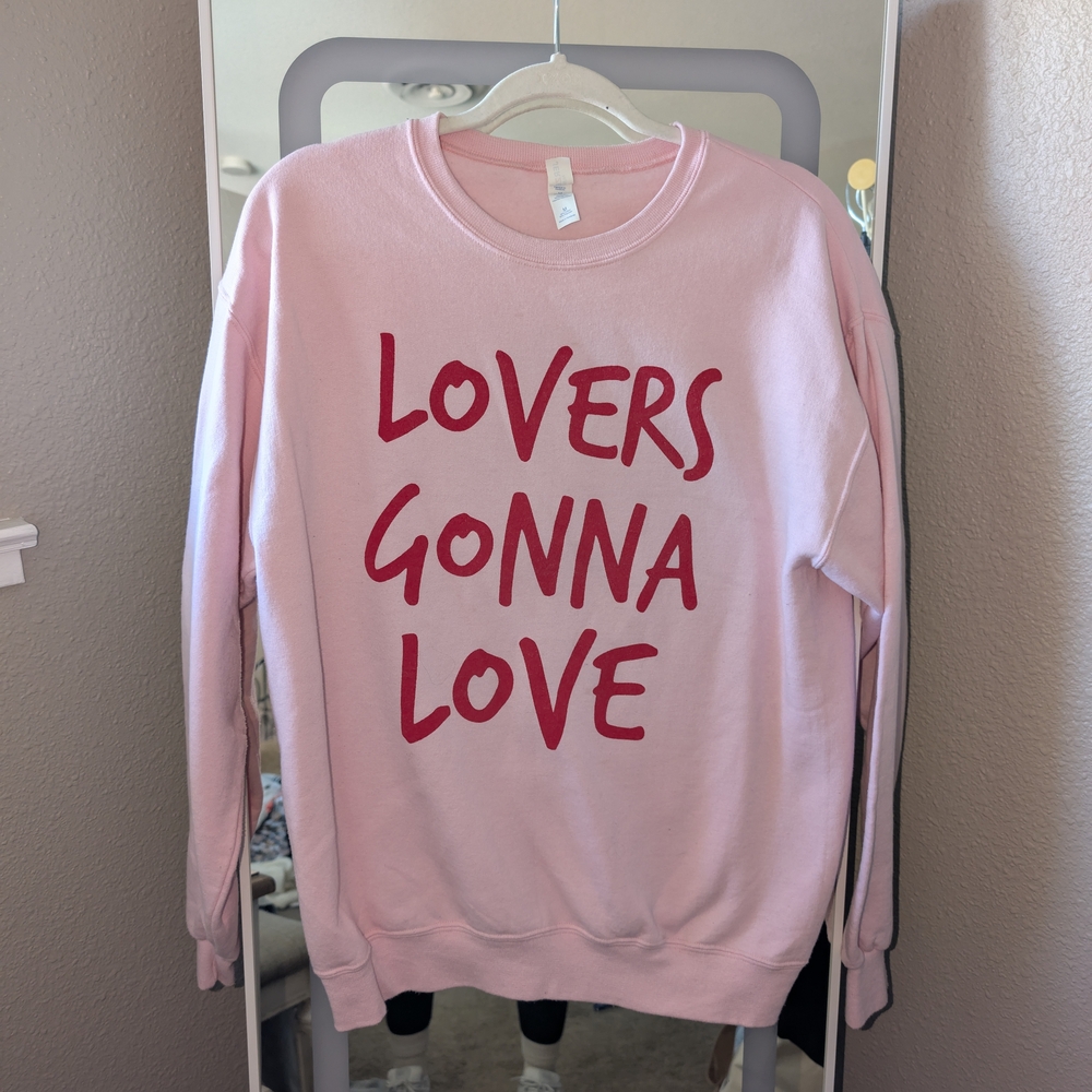 Jerzees Pink Graphic Crew Neck Sweater